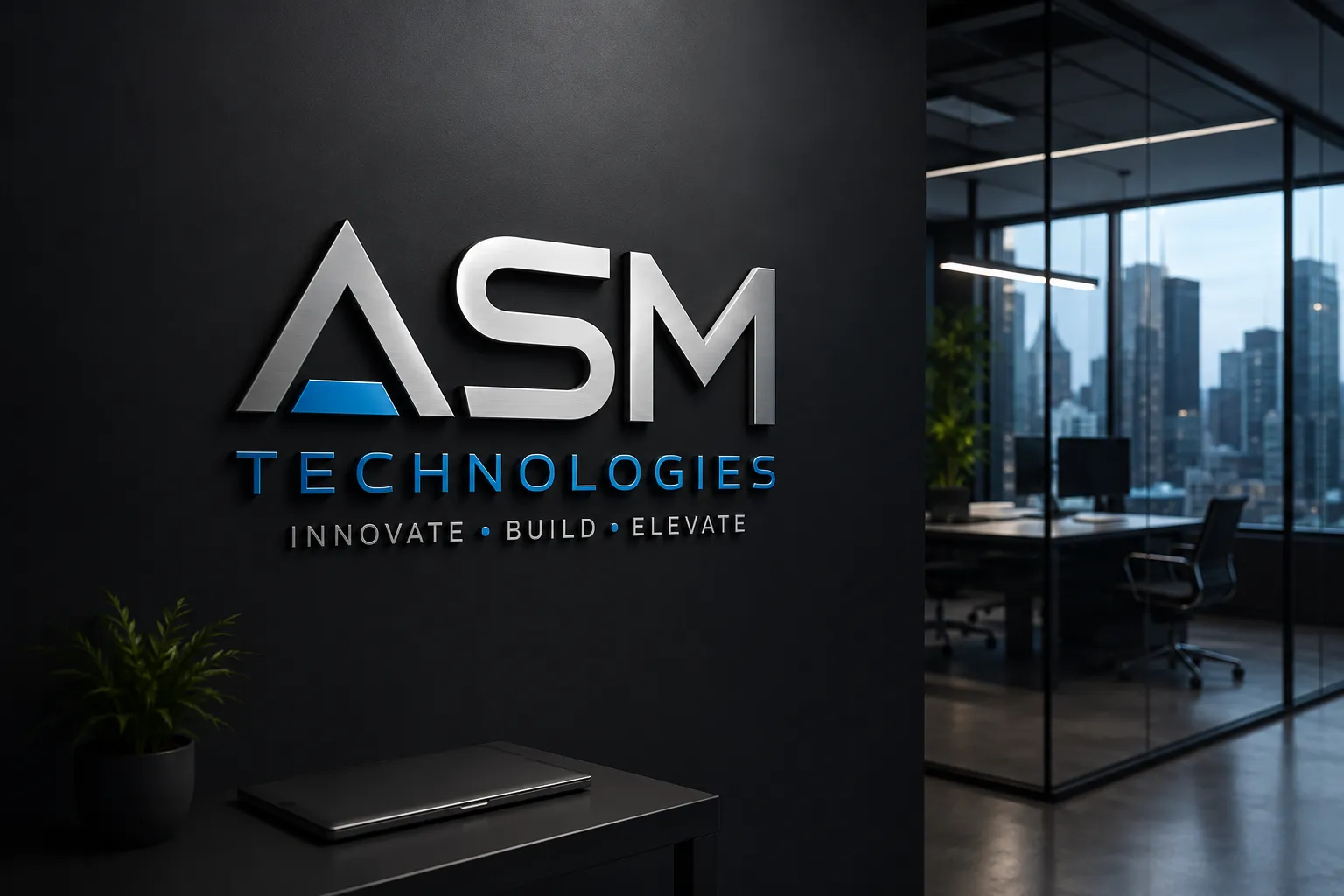 ASM Technologies office and brand wall